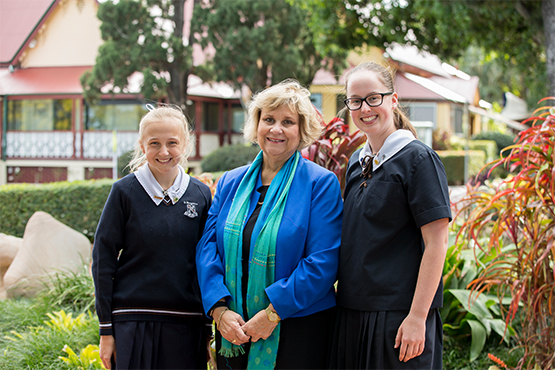 St Margaret's School Captain Isabella Corby-Bakkelund, Principal Ms Ros Curtis and School Captain Ella Leavey
